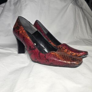 vintage 90s real alligator skin red heels